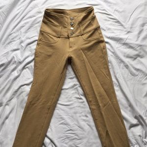 Tan fleece high waisted pants